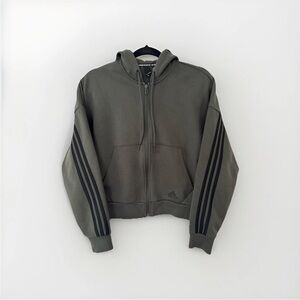 Adidas Dark Green Zip-Up Hoodie